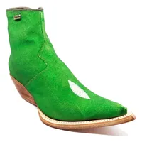 Bota Reizinho Premium Couro De Arraia Green Limited Edition - Cano Curto, Bico Fino, Solado De Couro Artesanal - imagem 4