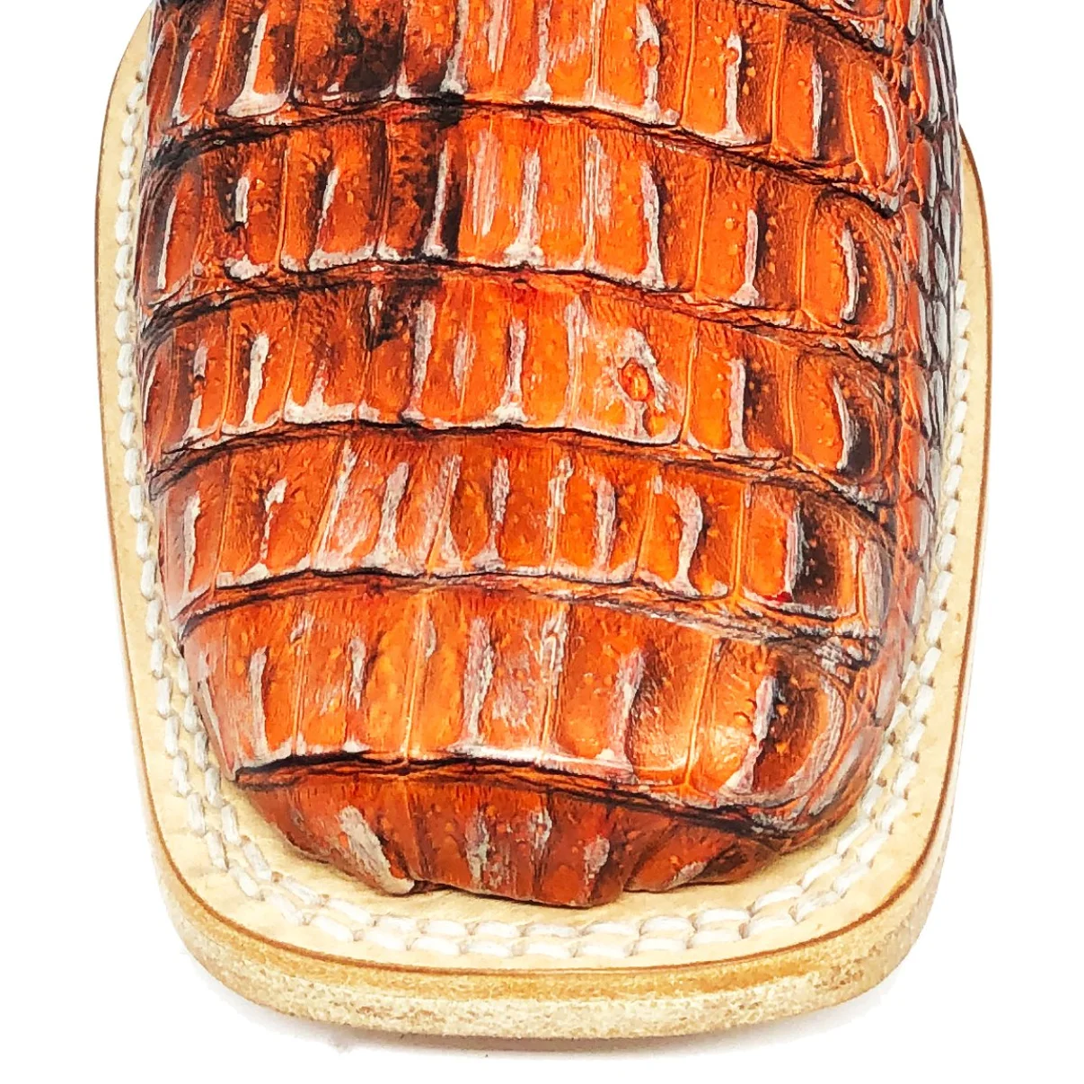 Bota Reizinho Premium Couro De Jacaré Darkness Orange Limited Edition - Cano Alto, Bico Quadrado, Solado Couro Artesanal