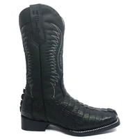Bota Reizinho Premium Couro De Jacaré Preto Rabo Limited Edition - Cano Alto, Bico Quadrado, Solado Couro Artesanal - imagem 3