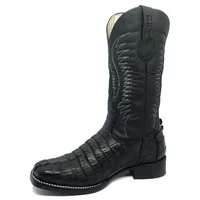 Bota Reizinho Premium Couro De Jacaré Preto Rabo Limited Edition - Cano Alto, Bico Quadrado, Solado Couro Artesanal - imagem 5