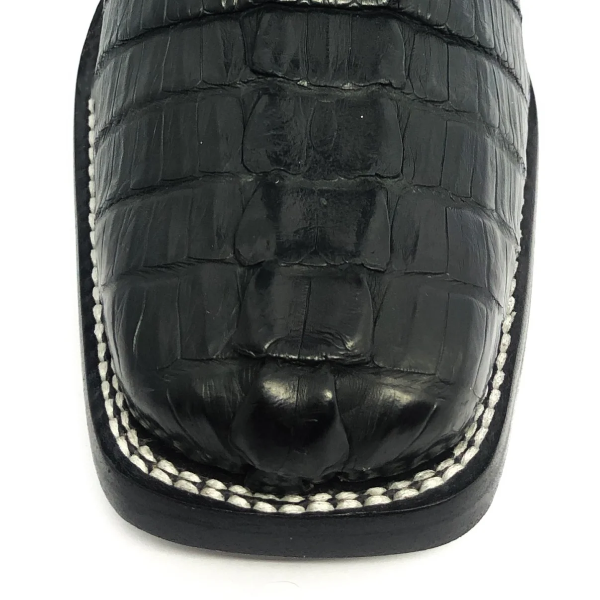 Bota Reizinho Premium Couro De Jacaré Preto Rabo Limited Edition - Cano Alto, Bico Quadrado, Solado Couro Artesanal