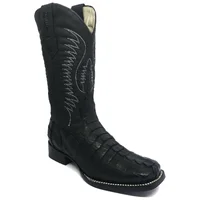Bota Reizinho Premium Couro De Jacaré Preto Rabo Limited Edition - Cano Alto, Bico Quadrado, Solado Couro Artesanal - imagem 2