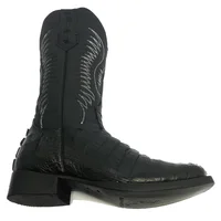 Bota Reizinho Premium Couro De Jacaré Preto Rabo Limited Edition - Cano Alto, Bico Quadrado, Solado Couro Artesanal - imagem 6