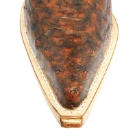 Bota Reizinho Premium Couro De Avestruz Cheio Bloodwine Limited Edition - Cano Alto, Bico Fino, Solado Couro Artesanal - imagem 4