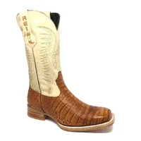 Bota Reizinho Premium Couro De Jacaré Havana Limited Edition - Cano Alto, Bico Quadrado, Solado De Couro Artesanal - imagem 5