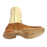 Bota Reizinho Premium Couro De Jacaré Havana Limited Edition - Cano Alto, Bico Quadrado, Solado De Couro Artesanal - imagem 7