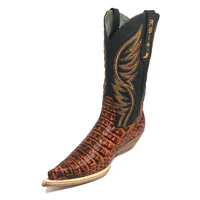 Bota Reizinho Premium Couro De Jacaré Volcano Limited Edition - Cano Alto, Bico Fino, Solado De Couro Artesanal - imagem 4