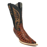 Bota Reizinho Premium Couro De Jacaré Volcano Limited Edition - Cano Alto, Bico Fino, Solado De Couro Artesanal - imagem 7