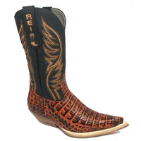 Bota Reizinho Premium Couro De Jacaré Volcano Limited Edition - Cano Alto, Bico Fino, Solado De Couro Artesanal - imagem 6