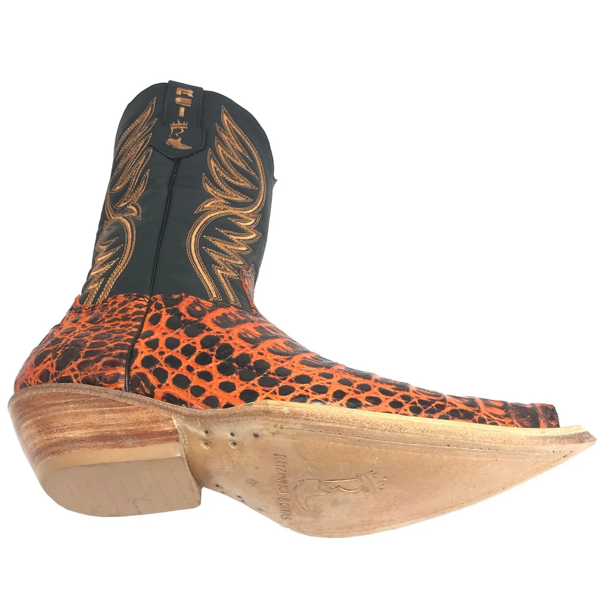 Bota Reizinho Premium Couro De Jacaré Volcano Limited Edition - Cano Alto, Bico Fino, Solado De Couro Artesanal