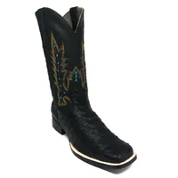 Bota Reizinho Premium Couro De Avestruz Cheio Preto Limited Edition - Cano Alto, Bico Quadrado, Solado Couro Artesanal - imagem 10