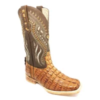 Bota Reizinho Premium Couro De Jacaré Havana Rabo Limited Edition - Cano Alto, Bico Quadrado, Solado De Couro Artesanal - imagem 6