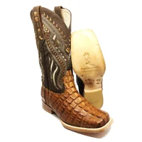 Bota Reizinho Premium Couro De Jacaré Havana Rabo Limited Edition - Cano Alto, Bico Quadrado, Solado De Couro Artesanal - imagem 2