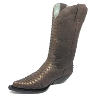 Bota Reizinho Premium Couro De Python Golden Brown Limited Edition - Cano Alto, Bico Fino, Solado De Couro Artesanal - imagem 4