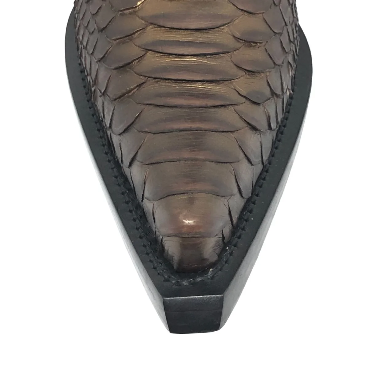 Bota Reizinho Premium Couro De Python Golden Brown Limited Edition - Cano Alto, Bico Fino, Solado De Couro Artesanal