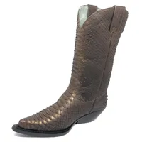 Bota Reizinho Premium Couro De Python Golden Brown Limited Edition - Cano Alto, Bico Fino, Solado De Couro Artesanal - imagem 7