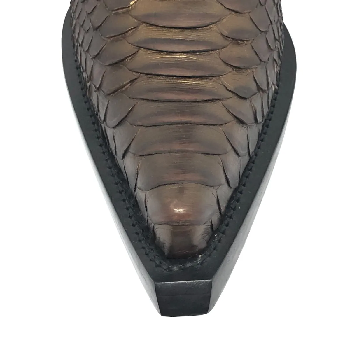 Bota Reizinho Premium Couro De Python Golden Brown Limited Edition - Cano Alto, Bico Fino, Solado De Couro Artesanal