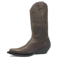 Bota Reizinho Premium Couro De Python Golden Brown Limited Edition - Cano Alto, Bico Fino, Solado De Couro Artesanal - imagem 4