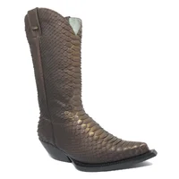 Bota Reizinho Premium Couro De Python Golden Brown Limited Edition - Cano Alto, Bico Fino, Solado De Couro Artesanal - imagem 4