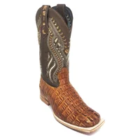 Bota Reizinho Premium Couro De Jacaré Havana Rabo Limited Edition - Cano Alto, Bico Quadrado, Solado De Couro Artesanal - imagem 4