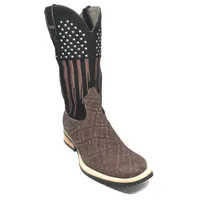 Bota Reizinho Premium Couro De Elefante Marrom Limited Edition - Cano Alto, Bico Quadrado, Solado De Couro Artesanal - imagem 1