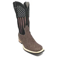 Bota Reizinho Premium Couro De Elefante Marrom Limited Edition - Cano Alto, Bico Quadrado, Solado De Couro Artesanal - imagem 1