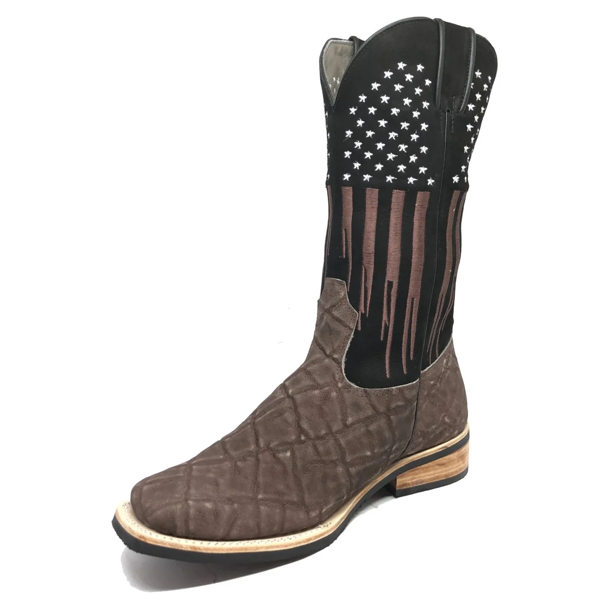 Bota Reizinho Premium Couro De Elefante Marrom Limited Edition - Cano Alto, Bico Quadrado, Solado De Couro Artesanal