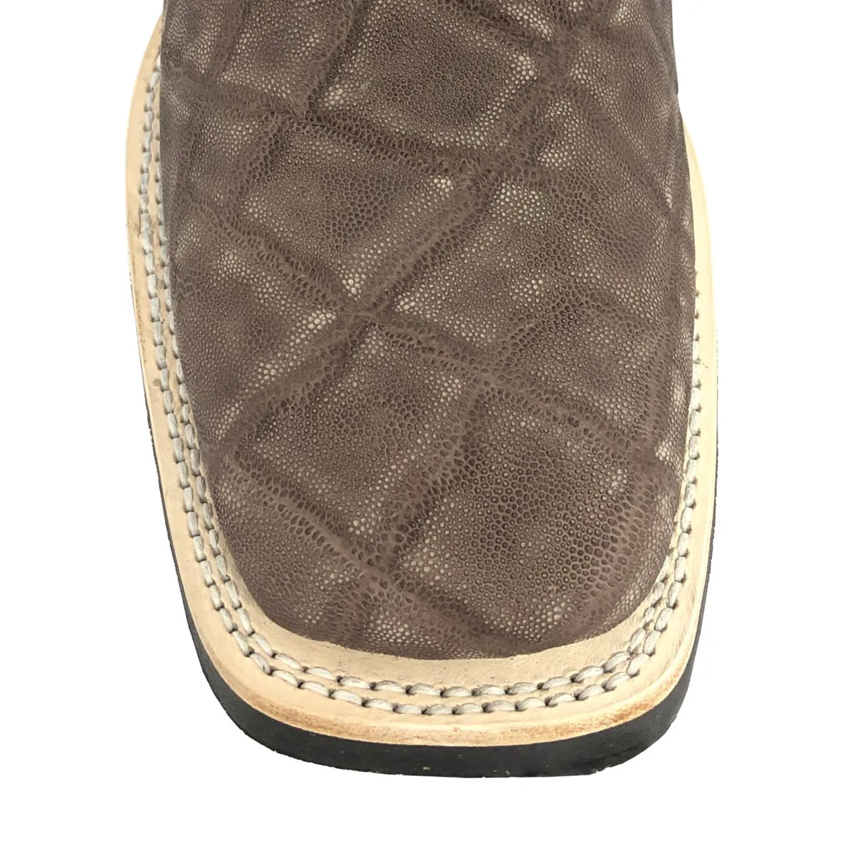 Bota Reizinho Premium Couro De Elefante Marrom Limited Edition - Cano Alto, Bico Quadrado, Solado De Couro Artesanal