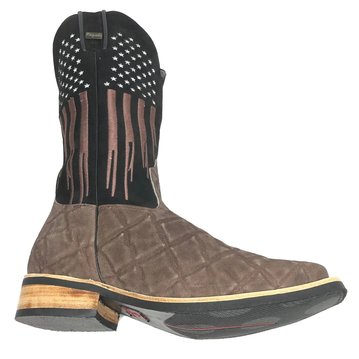 Bota Reizinho Premium Couro De Elefante Marrom Limited Edition - Cano Alto, Bico Quadrado, Solado De Couro Artesanal