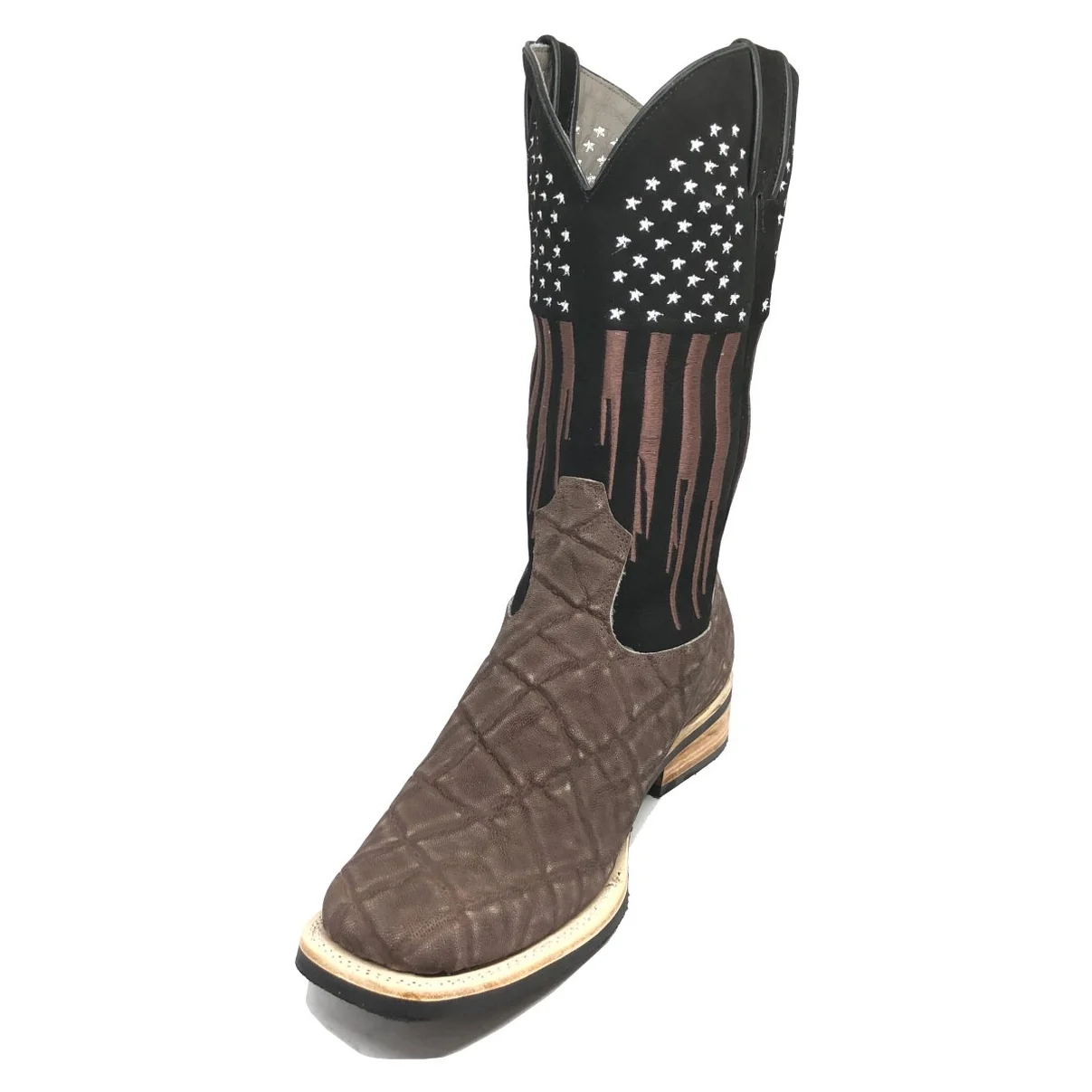 Bota Reizinho Premium Couro De Elefante Marrom Limited Edition - Cano Alto, Bico Quadrado, Solado De Couro Artesanal