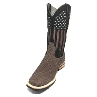 Bota Reizinho Premium Couro De Elefante Marrom Limited Edition - Cano Alto, Bico Quadrado, Solado De Couro Artesanal - imagem 2