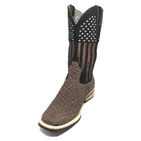 Bota Reizinho Premium Couro De Elefante Marrom Limited Edition - Cano Alto, Bico Quadrado, Solado De Couro Artesanal - imagem 4