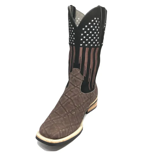 Bota Reizinho Premium Couro De Elefante Marrom Limited Edition - Cano Alto, Bico Quadrado, Solado De Couro Artesanal