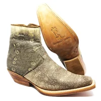 Bota Reizinho Premium Couro De Lagarto Africano Natural Limited Edition - Cano Curto, Bico Fino Quadra, Solado Couro Art - imagem 1