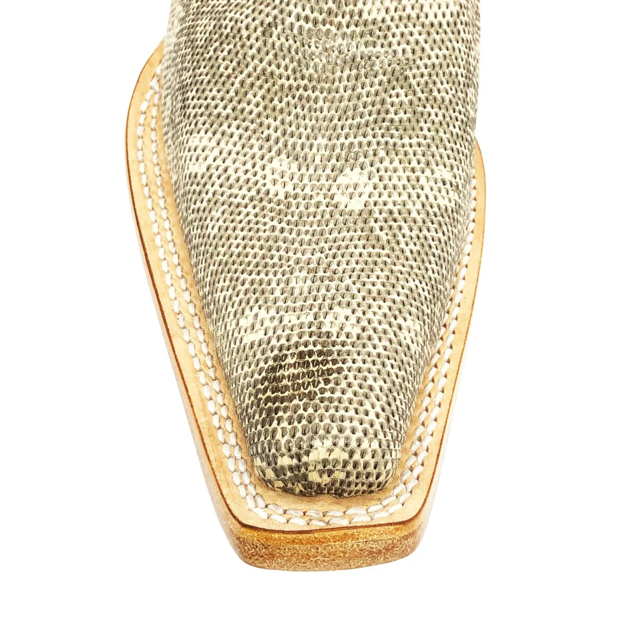 Bota Reizinho Premium Couro De Lagarto Africano Natural Limited Edition - Cano Curto, Bico Fino Quadra, Solado Couro Art