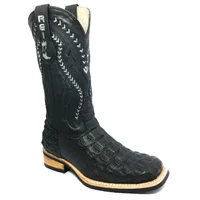 Bota Reizinho Premium Couro De Jacaré Preto Limited Edition - Cano Alto, Bico Quadrado, Solado De X-Flex Artesanal - imagem 2