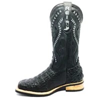 Bota Reizinho Premium Couro De Jacaré Preto Limited Edition - Cano Alto, Bico Quadrado, Solado De X-Flex Artesanal - imagem 7