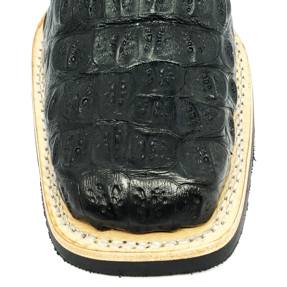 Bota Reizinho Premium Couro De Jacaré Preto Limited Edition - Cano Alto, Bico Quadrado, Solado De X-Flex Artesanal