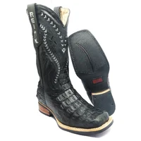 Bota Reizinho Premium Couro De Jacaré Preto Limited Edition - Cano Alto, Bico Quadrado, Solado De X-Flex Artesanal - imagem 2