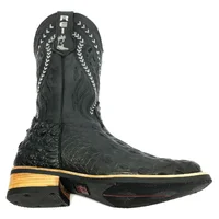 Bota Reizinho Premium Couro De Jacaré Preto Limited Edition - Cano Alto, Bico Quadrado, Solado De X-Flex Artesanal - imagem 5