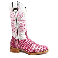 Bota Reizinho Premium Couro De Jacaré Silver Pink Limited Edition - Cano Alto, Bico Quadrado, Solado De Couro Artesanal - imagem 4