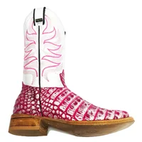Bota Reizinho Premium Couro De Jacaré Silver Pink Limited Edition - Cano Alto, Bico Quadrado, Solado De Couro Artesanal - imagem 7