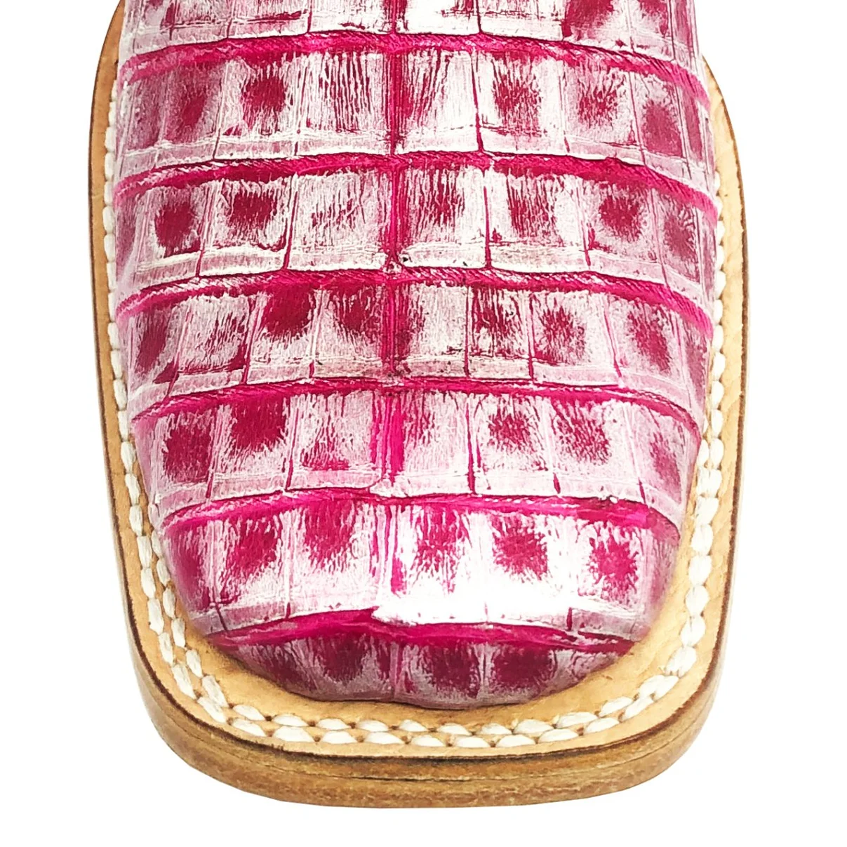 Bota Reizinho Premium Couro De Jacaré Silver Pink Limited Edition - Cano Alto, Bico Quadrado, Solado De Couro Artesanal