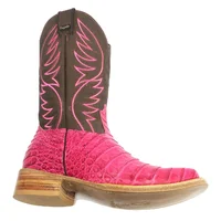 Bota Reizinho Premium Couro De Jacaré Rosa Pink Limited Edition - Cano Alto, Bico Quadrado, Solado De Couro Artesanal - imagem 2