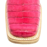 Bota Reizinho Premium Couro De Jacaré Rosa Pink Limited Edition - Cano Alto, Bico Quadrado, Solado De Couro Artesanal - imagem 5