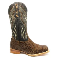 Bota Reizinho Premium Couro De Jacaré Tabaco Limited Edition - Cano Alto, Bico Quadrado, Solado De Couro Artesanal - imagem 2