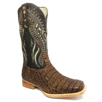 Bota Reizinho Premium Couro De Jacaré Tabaco Limited Edition - Cano Alto, Bico Quadrado, Solado De Couro Artesanal - imagem 4