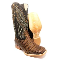 Bota Reizinho Premium Couro De Jacaré Tabaco Limited Edition - Cano Alto, Bico Quadrado, Solado De Couro Artesanal - imagem 2