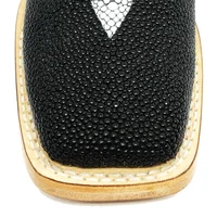 Bota Reizinho Premium Couro De Arraia Preta Limited Edition - Cano Alto, Bico Quadrado, Solado De Couro Artesanal - imagem 4