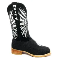 Bota Reizinho Premium Couro De Arraia Preta Limited Edition - Cano Alto, Bico Quadrado, Solado De Couro Artesanal - imagem 5
